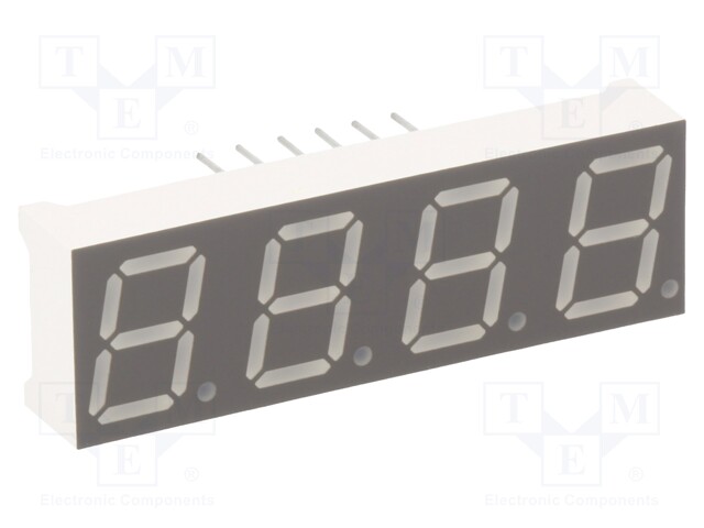 Display: LED; 7-segment; 10mm; 0.39"; No.char: 4; red; 28÷56mcd