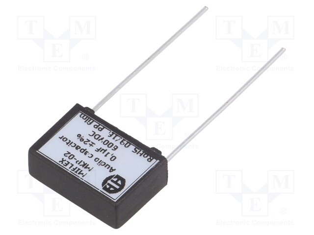 Capacitor: polypropylene; 100nF; 600VDC; 15mm; ±2%; 18x12.5x6.5mm