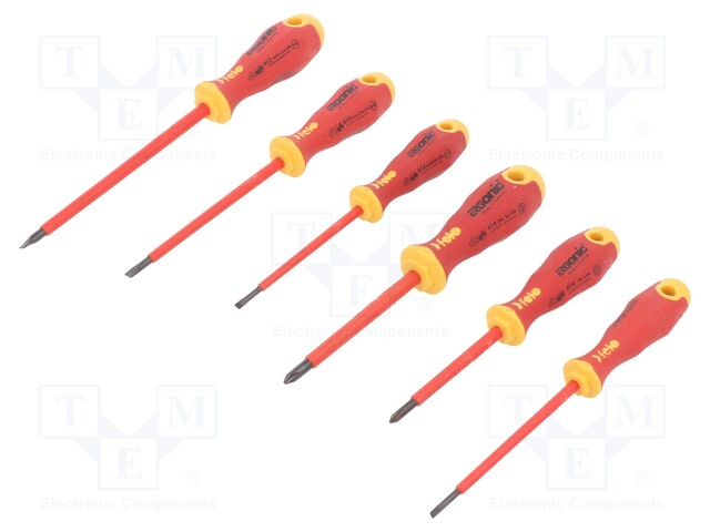 Kit: screwdrivers; Pcs: 6; insulated; 1kVAC; Phillips,slot