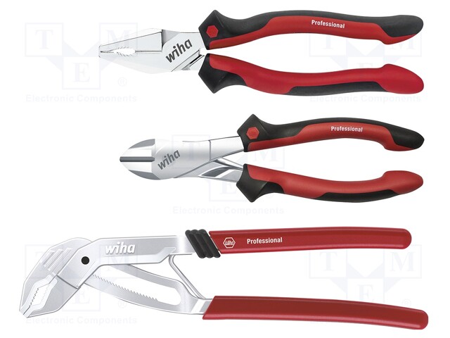 Pliers; Pcs: 3; cutting,adjustable,universal; steel