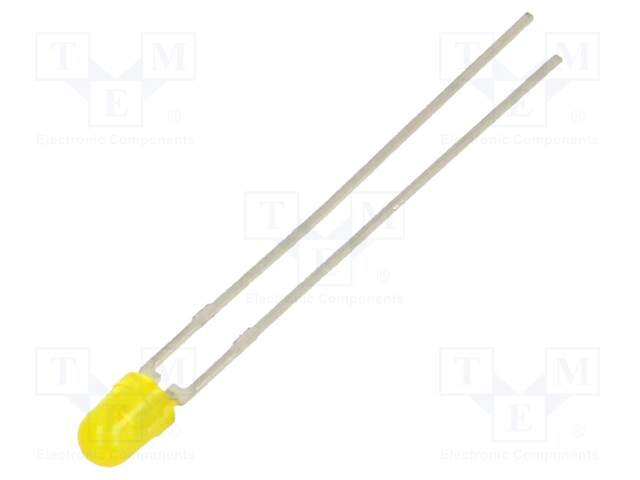 LED; 3mm; yellow; 6.3÷11mcd; 30°; Front: convex; Pitch: 2.54mm