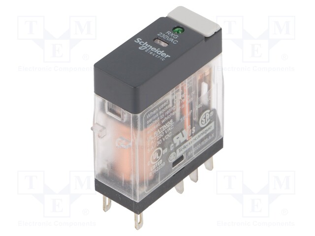 Relay: electromagnetic; DPDT; Ucoil: 230VAC; 5A/250VAC; 5A/30VDC