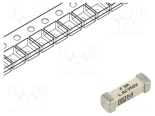 Fuse: fuse; quick blow; 5A; 250VAC; 125VDC; SMD; ceramic; 3x10.1mm