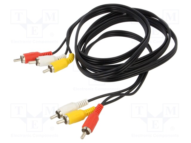 Cable; RCA plug x3,both sides; 1.8m; Plating: nickel plated