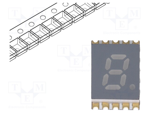 Display: LED; 7-segment; 5.08mm; 0.2"; No.char: 1; orange; anode