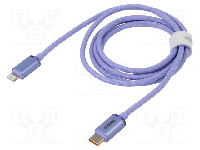 Cable; USB 2.0; Apple Lightning plug,USB C plug; 1.2m; violet