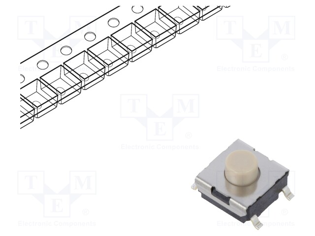 Microswitch TACT; SPST-NO; Pos: 2; 0.05A/24VDC; SMT; none; 1.47N