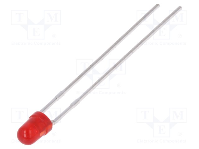 LED; 3mm; red; 0.8÷2mcd; 50°; Front: convex; No.of term: 2