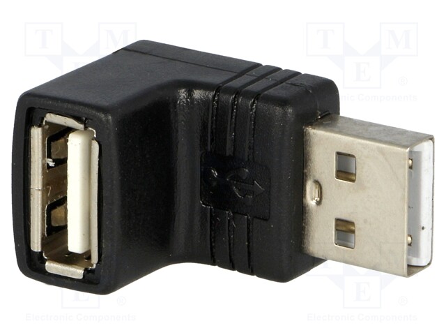 Adapter; USB 2.0; USB A socket,USB A angled plug; gold-plated