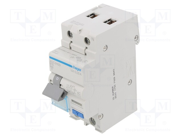 RCBO breaker; Poles: 1+N; DIN