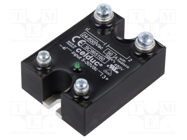 Relay: solid state; Ucntrl: 5÷30VDC; 50A; 24÷520VAC; -40÷100°C