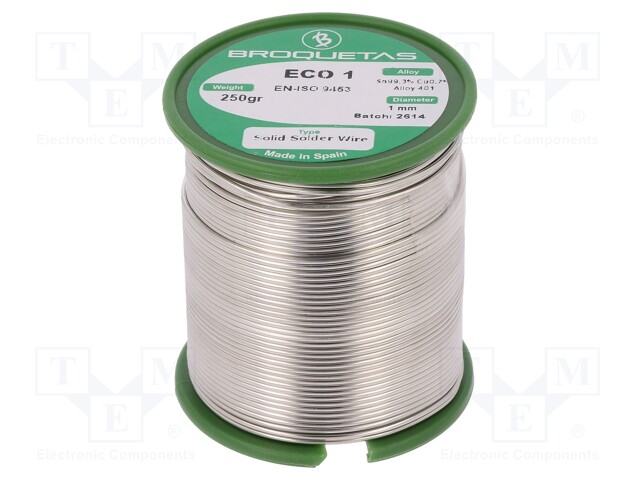 Soldering wire; Sn99,3Cu0,7; 1mm; 250g; lead free; Package: reel