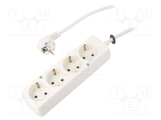 Extension lead; Schuko; Sockets: 4; white; 3x1,5mm2; 10m; 16A