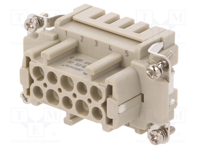 Connector: HDC; contact insert; female; DE; PIN: 10; 10+PE; 16A; 500V