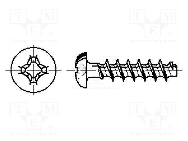 Screw; for plastic; 3x6; Head: button; Phillips; steel; zinc; WN1412