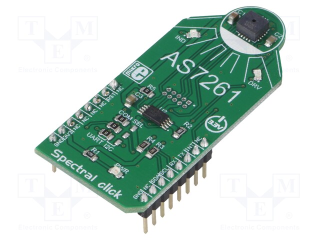 Click board; colour sensor; I2C,UART; AS7261,AT25SF041; 3.3VDC