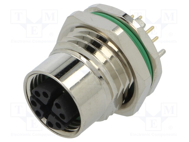 Socket; M12; PIN: 8; female; X code-ProfiNET; THT; IP67; 48V; 0.5A