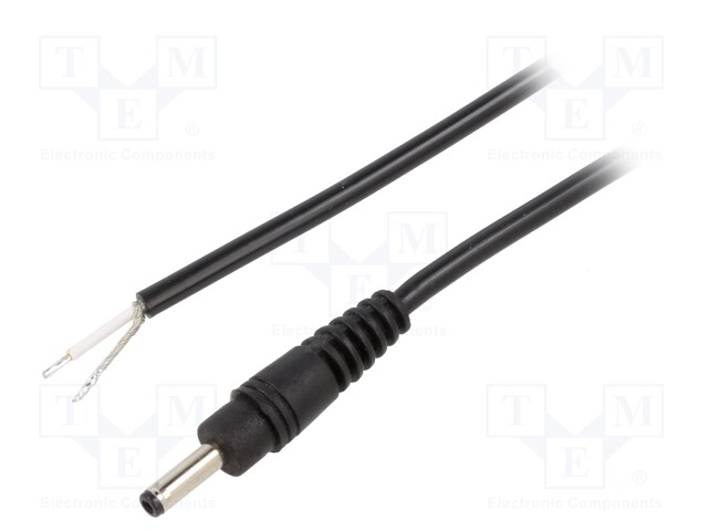 Cable; wires,DC 1,3/3,5 plug; straight; 0.5mm2; black; 1.5m