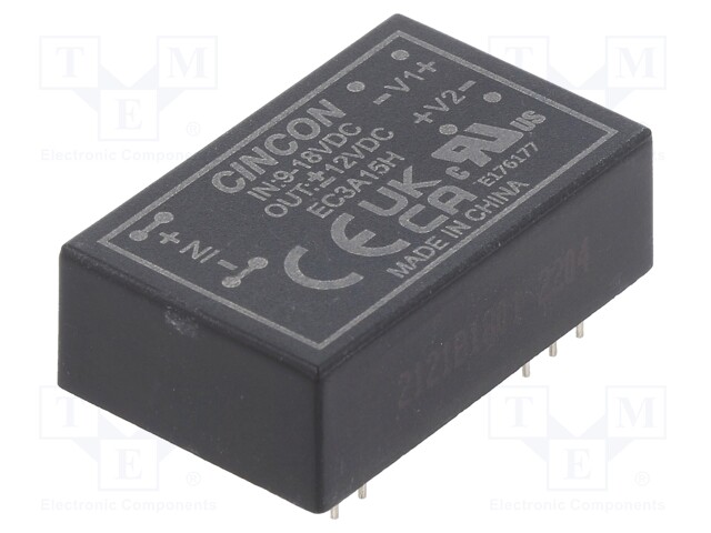 Converter: DC/DC; 3W; Uin: 9÷18V; Uout: 12VDC; Uout2: -12VDC; DIP24