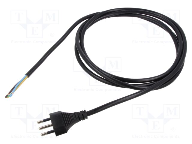 Cable; wires,SEV-1011 (J) plug; PVC; 2.5m; black; 3x1mm2; 10A; 250V