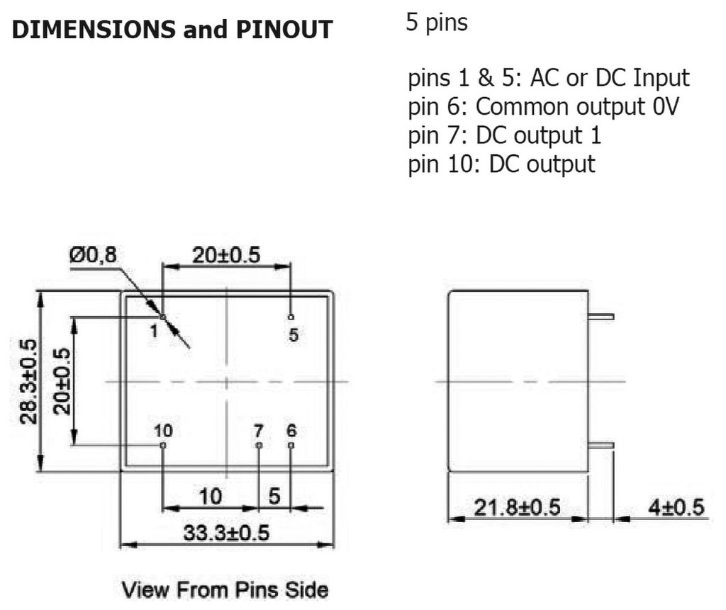 Converter: AC/DC; 5W; Uout: 15VDC; Iout: 300mA; 73%; Mounting: PCB