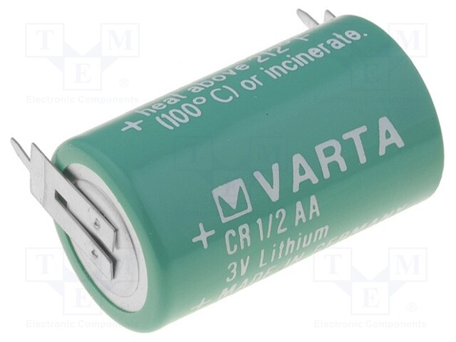 Battery: lithium; 3V; 1/2AA,1/2R6; 2pin; Ø14.6x25mm; 950mAh