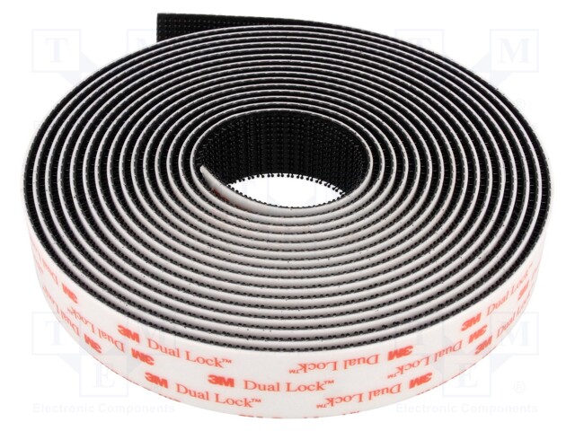 Tape: velcro; W: 25mm; L: 5m; D: 5.7mm; acrylic; black; -29÷93°C