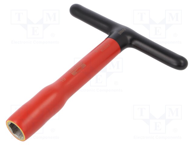 Key; insulated,socket spanner; HEX 19mm; tool steel; 200mm; 1kV