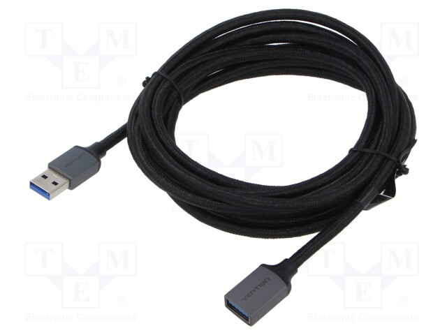 Cable; USB 3.0; USB A socket,USB A plug; nickel plated; 3m; black