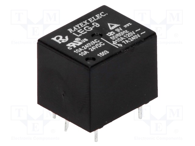 Relay: electromagnetic; SPDT; Ucoil: 9VDC; 10A/120VAC; 10A/24VDC