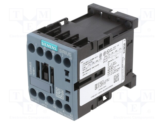 Contactor: 4-pole; NC x2 + NO x2; 230VAC; 12A; DIN,on panel; 3RT25