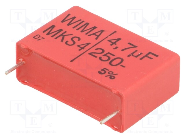 Capacitor: polyester; 4.7uF; 160VAC; 250VDC; Pitch: 27.5mm; ±5%