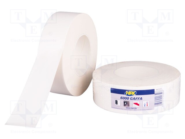 Tape: duct; W: 50mm; L: 50m; D: 0.3mm; white; natural rubber; max.60°C