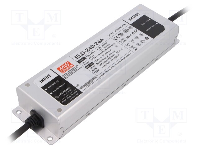 Power supply: switched-mode; LED; 240W; 24VDC; 22.4÷25.6VDC; 5÷10A