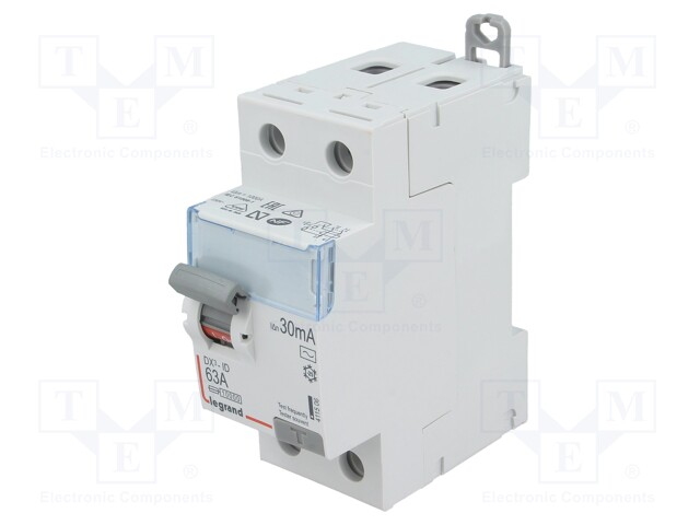 RCD breaker; Inom: 63A; Ires: 30mA; Max surge current: 250A; 400V