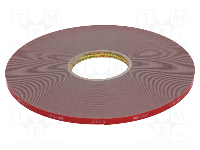 Tape: fixing; W: 9mm; L: 33m; D: 1.1mm; acrylic; grey; max.230°C