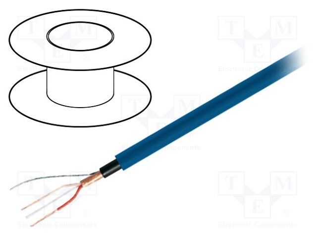 Wire: microphone cable; 1x2x0,22mm2; blue; OFC; LSZH; -15÷70°C