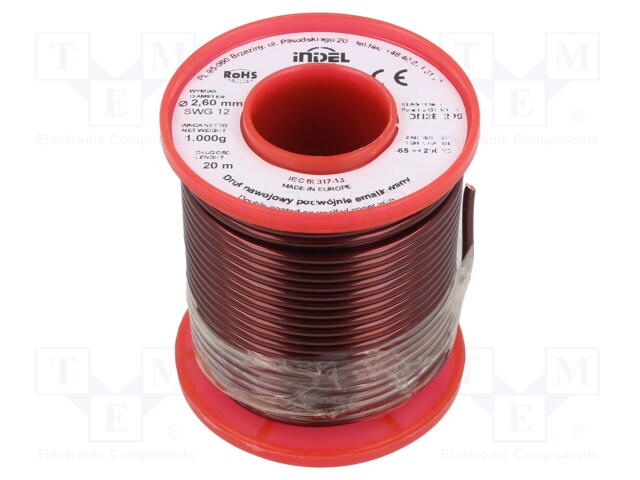 Coil wire; double coated enamelled; 2.6mm; 1kg; -65÷200°C