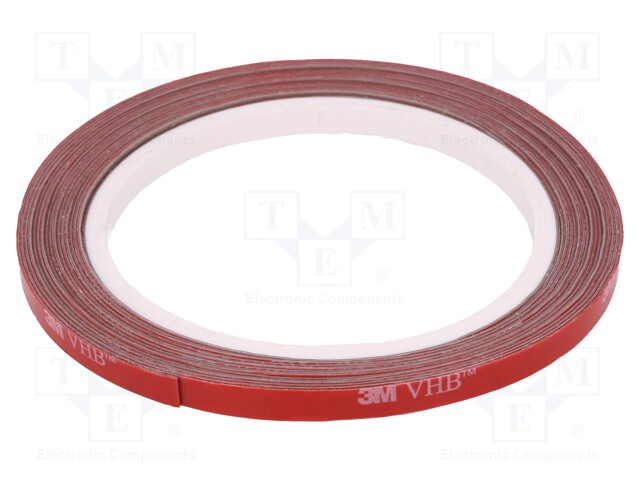 Tape: fixing; W: 6mm; L: 5m; D: 0.6mm; acrylic; grey; max.230°C; 25N/cm