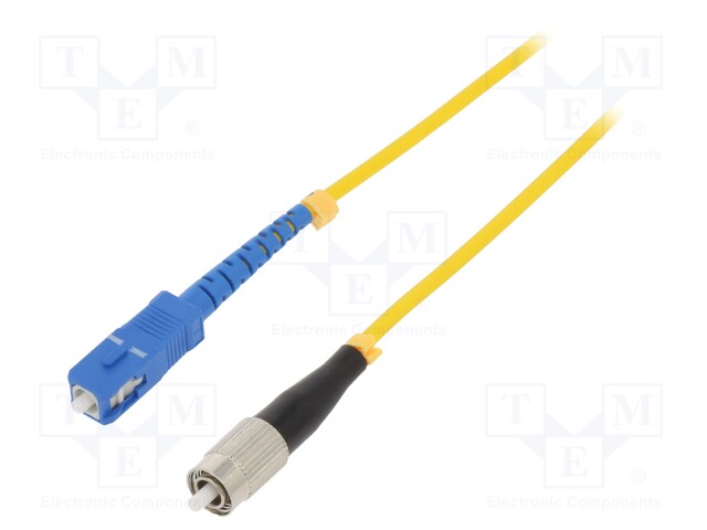 Fiber patch cord; FC/UPC,SC/UPC; 50m; LSZH; yellow; Wire dia: 3mm