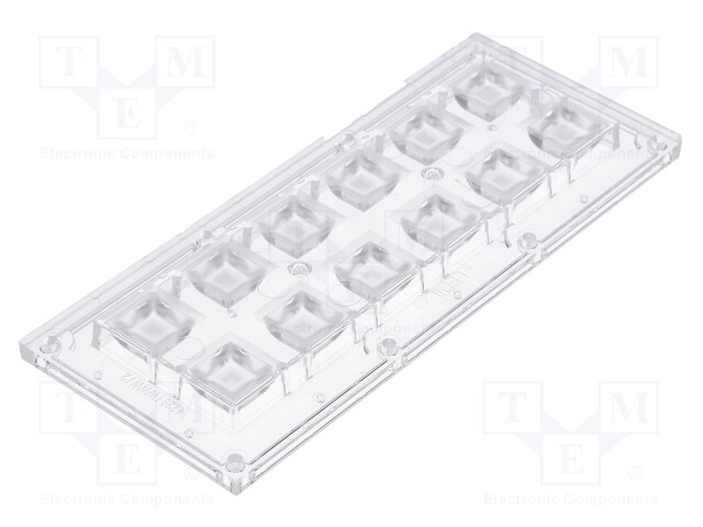 LED lens; rectangular; transparent; 85÷103°; H: 11.4mm