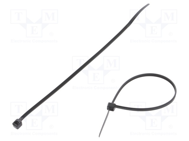 Cable tie; L: 142mm; W: 2.5mm; polyamide; 80N; black; Ømax: 35mm