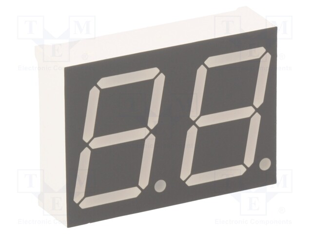 Display: LED; 7-segment; 20.32mm; 0.8"; No.char: 2; yellow-green