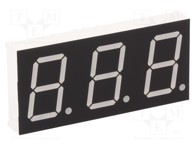 Display: LED; 7-segment; 20.32mm; 0.8"; No.char: 3; red; 45÷90mcd