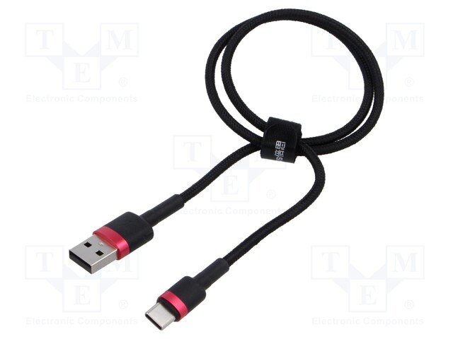 Cable; High Speed,USB 2.0; USB A plug,USB C plug; 0.5m; black