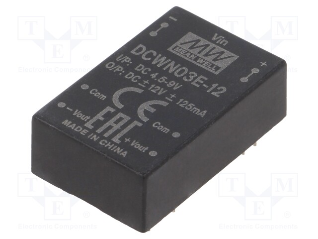 Converter: DC/DC; 3W; Uin: 4.5÷9V; Uout: 12VDC; Uout2: -12VDC; DIP24