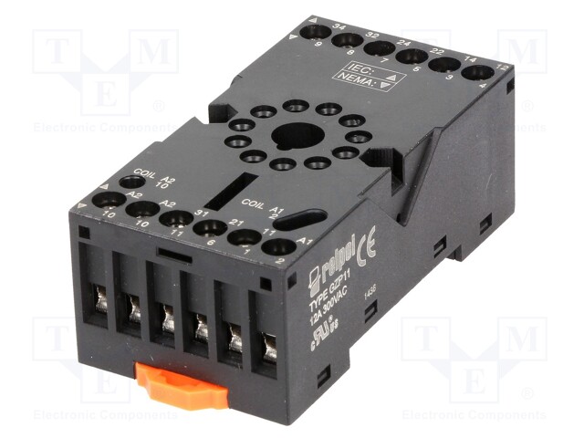 Socket; PIN: 11; 10A; 250VAC; Mounting: DIN,on panel; Series: R15