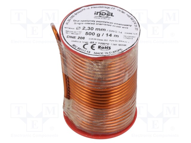 Coil wire; single coated enamelled; 2.3mm; 500g; -65÷200°C