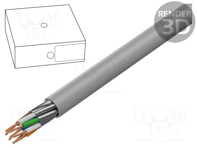 Wire; U/FTP; 6a; stranded; Cu; 4x2x27AWG; LSZH; grey; 100m