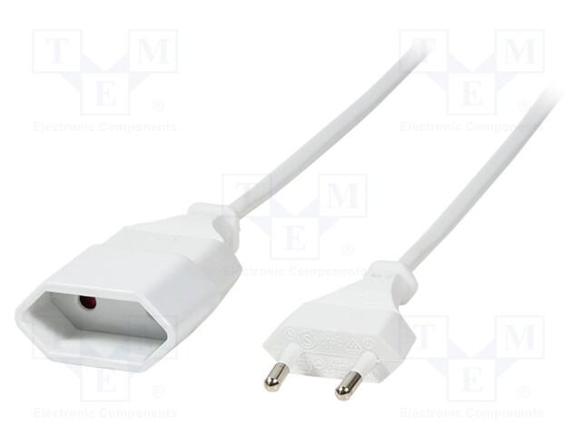 Extension lead; Sockets: 1; white; 3m